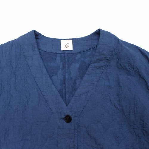 6(ROKU) ロク 22SS COTTON JACQUARD V NECK 5SLEEVE SHIRT 半袖シャツ