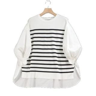 TORRAZZO DONNA ȥåɥ 2021 Border knit tops ܡ˥åȥ֥饦 ۥ磻 ֥å