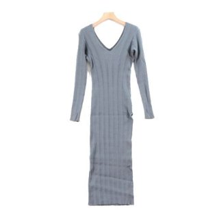 PHEENY եˡ 19AW ROUNDOM RIB V NECK DRESS Vͥåɥ쥹 ԡ ֥롼