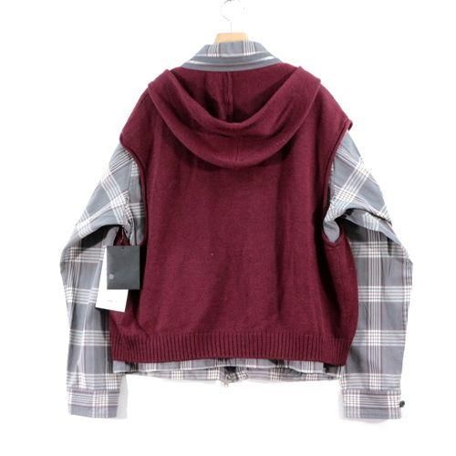 国内正規 MARNI マルニ 2トーン チェック 切替 ノーカラー コート