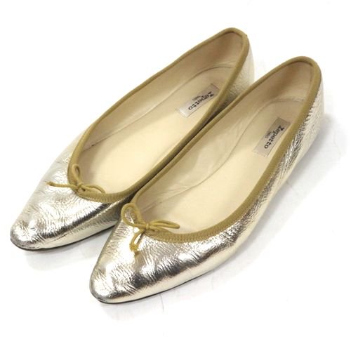 Repetto レペット ポインテッドトゥ バレエシューズ 37.5 ゴールド ...