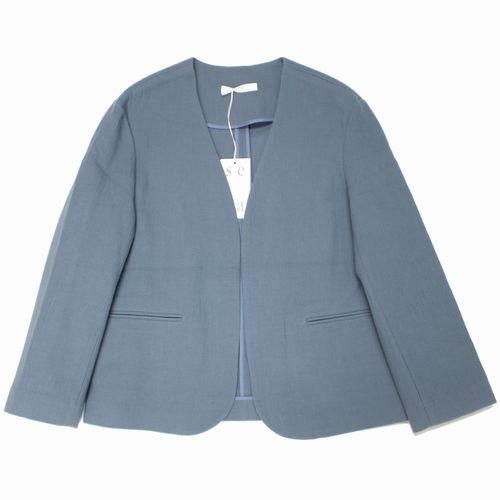 seya. セヤ 20SS COLLARLESS JACKET ／ SASHIKO TRIPLE COTTON ジャケット Season#06 S  ブルーグレー - ブランド古着買取・販売unstitchオンラインショップ