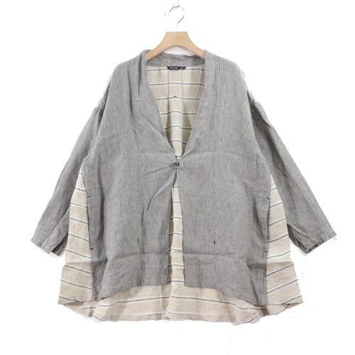 pasdecalais パドカレ 22SS リネンストライプブラウス 36