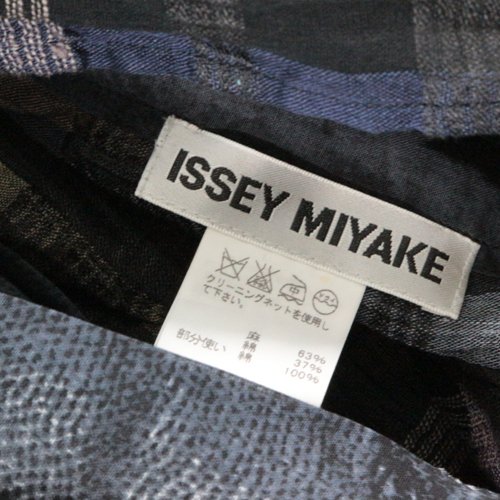 ISSEY MIYAKE イッセイミヤケ チェック柄 ロングベスト 変形 2 ネイビー系 - ブランド古着買取・販売unstitchオンラインショップ