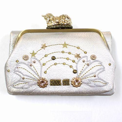 ANNASUI アナスイ ファンタジア 2つ折りがま口財布 シルバー ANNASUI アナスイ ファンタジア 2つ折りがま口財布 シルバー