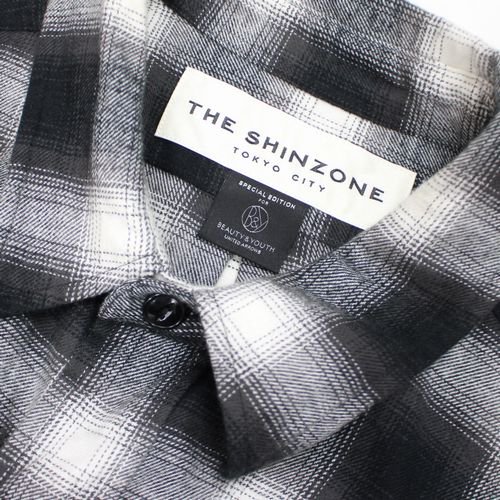 THE SHINZONE × BEAUTY＆YOUTH ネルチェックオーバーシャツ M ブラック ...