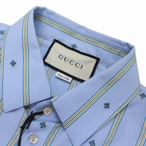 GUCCI グッチ 21AW ビーパターンストライプシャツ 16＋ ブルー