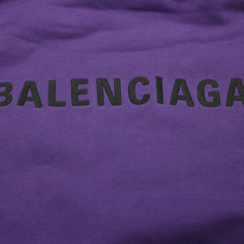 BALENCIAGA バレンシアガ 22AW ミディアムフィット ロゴ刺繍プルオーバーパーカー M パープル -  ブランド古着買取・販売unstitchオンラインショップ