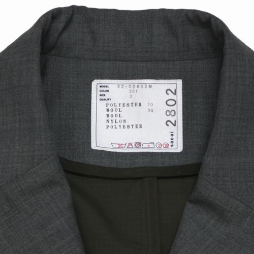 sacai サカイ 22AW Suiting Jacket ジャケット 3 グレー - ブランド 
