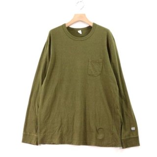 ENDS and MEANS エンズアンドミーンズ Pocket L/S tee ポケット ロングスリーブ Tシャツ M カーキ