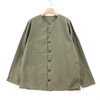 CASEY・CASEY ケイシ—ケイシー 19SS PAPER COLLARLESS SHIRT ノーカラーシャツ M カーキ