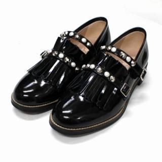 rurumu: ���० 20AW double strap loafer ���֥륹�ȥ�å� �����ե��� M��23.5�� �֥�å�