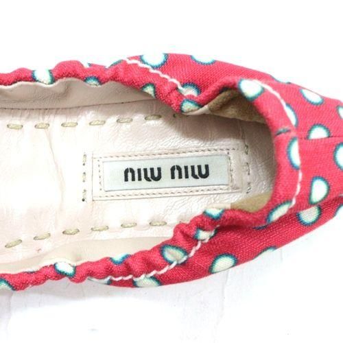miu miu ミュウミュウ ドット柄 リボン シューズ 35 ピンク