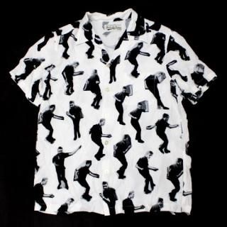 WACKOMARIA �拾�ޥꥢ JIM JARMUSCH PERMANENT VACATION ALOHA SHIRT �졼��� �����ϥ���� L �ۥ磻��