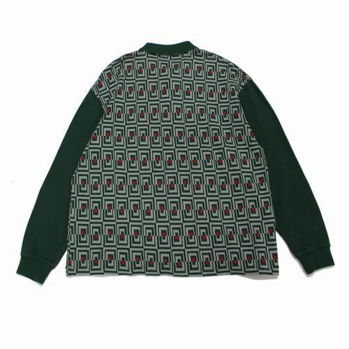 BOTT ボット 21AW Door Jacquard L/S Polo ポロシャツ XL グリーン 