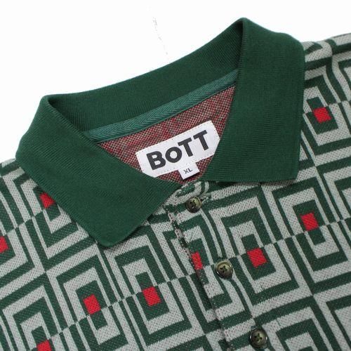 BOTT ボット 21AW Door Jacquard L/S Polo ポロシャツ XL グリーン 