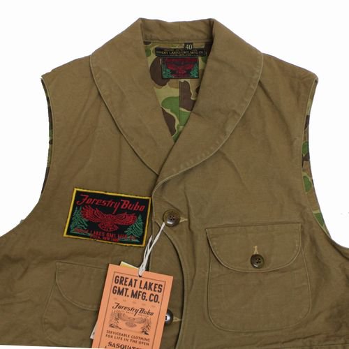 FREEWHEELERS フリーホイーラーズ GREAT LAKES GMT.MFG.CO. SLEEVELESS COAT FORESTRY  BUBO CATSKILLベスト - ブランド古着買取・販売unstitchオンラインショップ