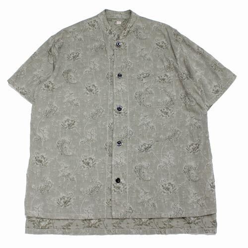 OUTIL ウティ｜chemisier arley 半袖シャツ white × indigo