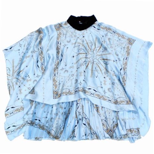 sacai × Dr Woo 20AW Bandana Print Pleats Cape Top ケープ ブラウス