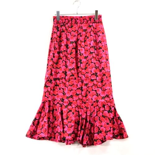 THE SHINZONE シンゾーン 20AW ROSE PRINT SKIRT ローズプリント スカート ブラック ピンク -  ブランド古着買取・販売unstitchオンラインショップ