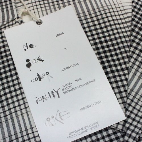 SUNSEA サンシー 20SS GINGHAM SHADOW FRIED SHRIMP SHIRT 3 ブラック ...