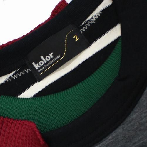kolor◆Tシャツ/1/ネイビー/ボーダー/21SCL-T03206// SHIPS: ALBINI オーガニックコットン マイクロボーダー Tシャツ