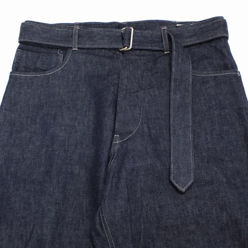 blurhms ブラームス U.S COTTON DENIM LONG BELTED PANTS ベルテッドデニム 2 インディゴ -  ブランド古着買取・販売unstitchオンラインショップ