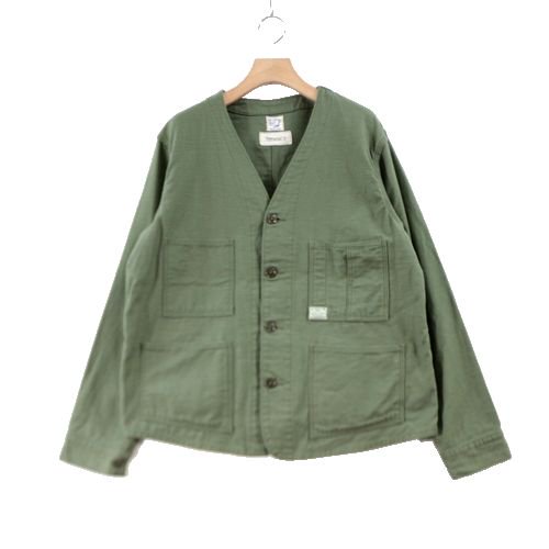 fennica × Or Slow Railroad jacket ノーカラージャケット カーキ 