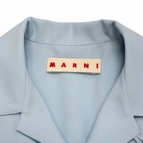 MARNI マルニ 23SS トロピカルウール オープンカラー ボーリングシャツ 48 ブルー -  ブランド古着買取・販売unstitchオンラインショップ