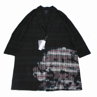 S'YTE サイト ヨウジヤマモト 23SS UNEVENLY DYED BLACK WHITE MADRAS CHECK LONG JACKET ロングジャケット
