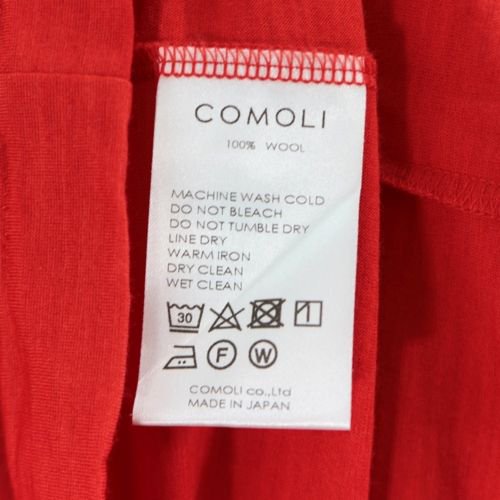 COMOLI コモリ 20SS ウール天竺半袖クルー Tシャツ 2 レッド - ブランド古着買取・販売unstitchオンラインショップ