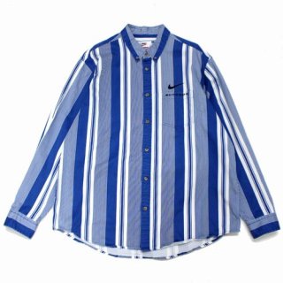 Supreme シュプリーム 21SS NIKE Cotton Twill Shirt ストライプシャツ L ブルー×ホワイト