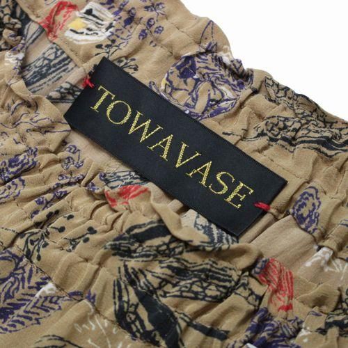 TOWAVASE トワヴァーズ 花柄シルクショートパンツ キャメル