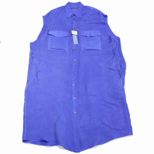 semoh セモー 23SS Cupro Sleeveless Long Shirt キュプラスリーブレスロングシャツ 2 ブルー -  ブランド古着買取・販売unstitchオンラインショップ