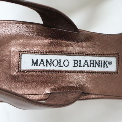 MANOLO BLAHNIK マノロ ブラニク ビジュー ヒール サンダル 34 1/2 ブラウン -  ブランド古着買取・販売unstitchオンラインショップ