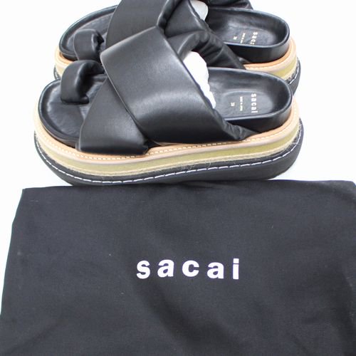 sacai サカイ 23SS Multiple Sole Sandals レザーサンダル 38 ブラック -  ブランド古着買取・販売unstitchオンラインショップ