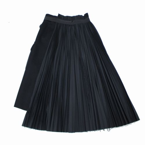 sacai サカイ 19AW Cotton Poplin Pleated Skirt コットンポプリンプリーツスカート 1 ブラック -  ブランド古着買取・販売unstitchオンラインショップ