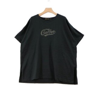 CLOTH&CROSS クロス＆クロス 妄想カフェ 天竺ロゴ入り ショートTシャツ coffee ブラック