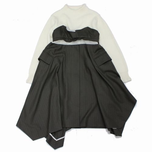 sacai サカイ 22AW Wool Knit Chalk Stripe Dress ワンピース 1 