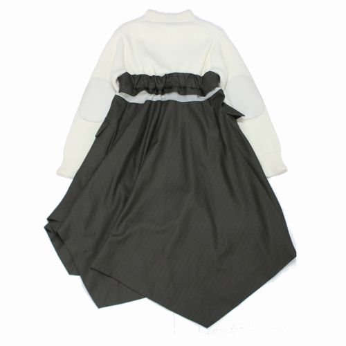 sacai サカイ 22AW Wool Knit Chalk Stripe Dress ワンピース 1 ホワイト×カーキ -  ブランド古着買取・販売unstitchオンラインショップ