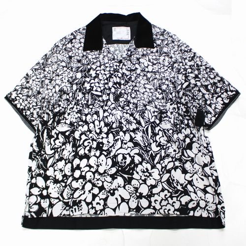 sacai サカイ 23SS Floral Print Shirt 半袖フローラルプリントシャツ 2 ブラック×ホワイト -  ブランド古着買取・販売unstitchオンラインショップ