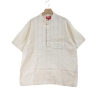 Supreme ץ꡼ 17SS Embroidered Band Collar S/S Shirt Ⱦµ 塼Х M եۥ磻