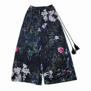 KEITA MARUYAMA ������ �ޥ��� 22AW Rose&lilies at night print Velor �ѥ�� 02 �֥�å�