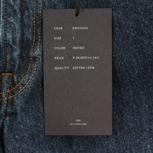 URU ウル 22SS COTTON DENIM デニムパンツ 1 インディゴ