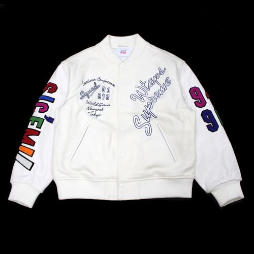 Supreme × WTAPS 21AW Varsity Jacket スタジャン L ホワイト -  ブランド古着買取・販売unstitchオンラインショップ
