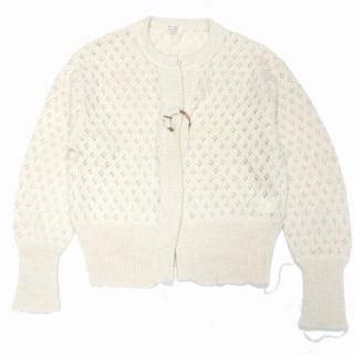 MASU ���२�������桼 20AW LACE KNIT CARDIGAN �졼���˥åȥ����ǥ����� 46 �ۥ磻��