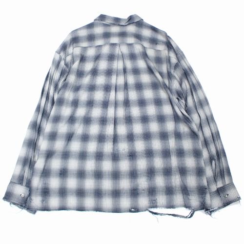 ANCELLM アンセルム 23SS WISM 別注 RAYON CHECK SHIRT レーヨンチェックシャツ 2 ネイビー -  ブランド古着買取・販売unstitchオンラインショップ