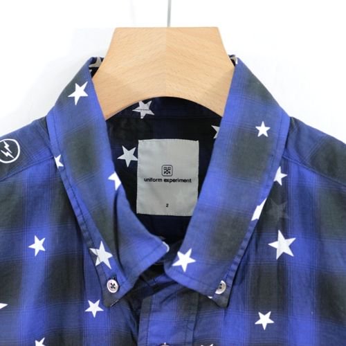 uniform experiment ユニフォームエクスペリメント 16AW STAR PRINT FINE LOAN CHECK B.D SHIRT  シャツ - ブランド古着買取・販売unstitchオンラインショップ