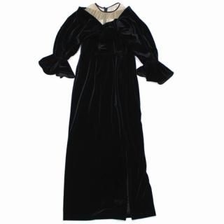 Ameri VINTAGE ����� ������ơ��� 22AW  CURVE VELOURS DRESS ���ԡ��� S �֥�å�