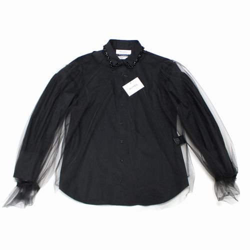 MUVEIL ミュベール 23AW チュールシャツブラウス 36 ブラック - ブランド古着買取・販売unstitchオンラインショップ
